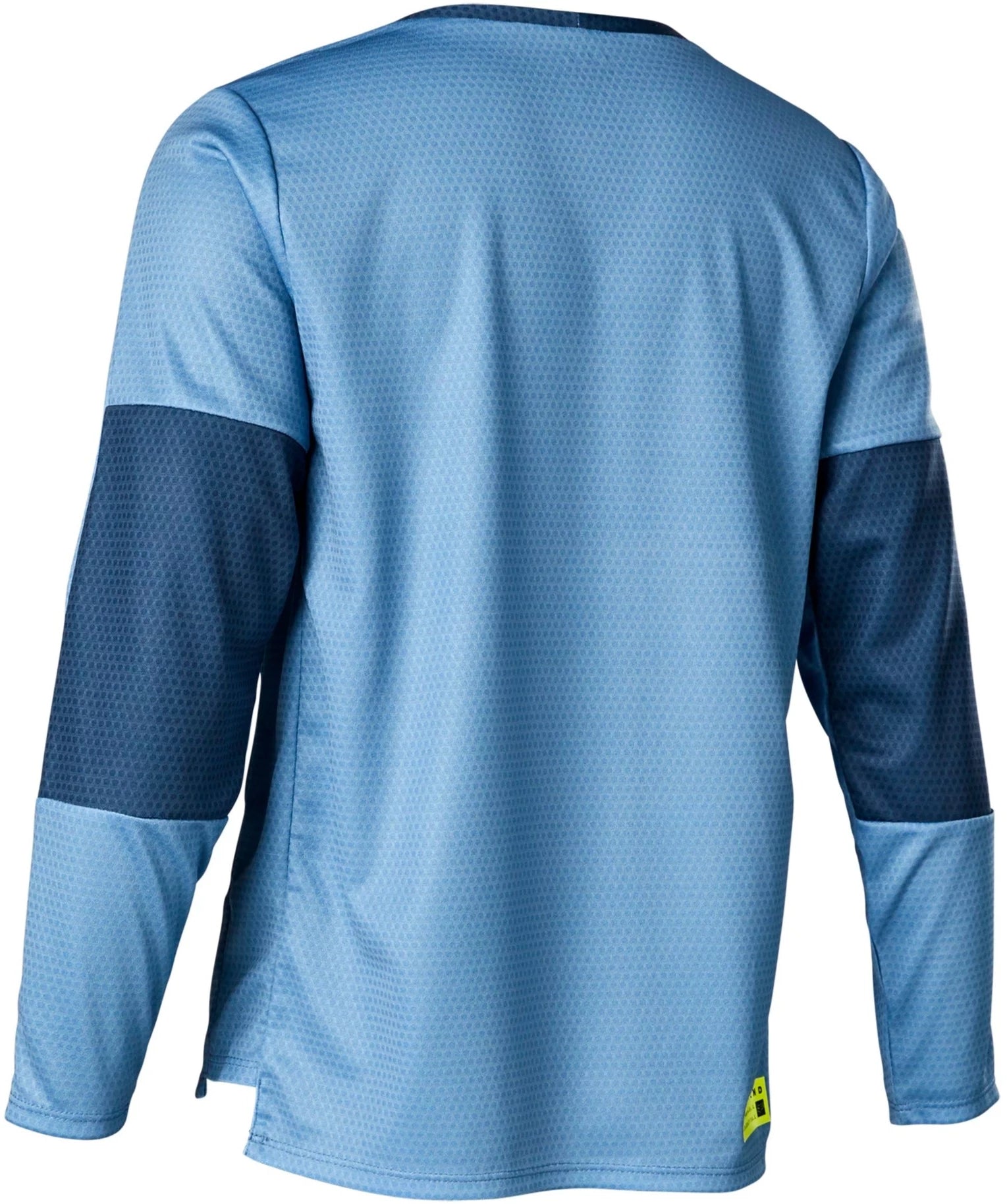 Youth Fox Defend LS MTB jersey, long-sleeve cycling clothing with Fox branding, designed for mountain biking comfort and performance.