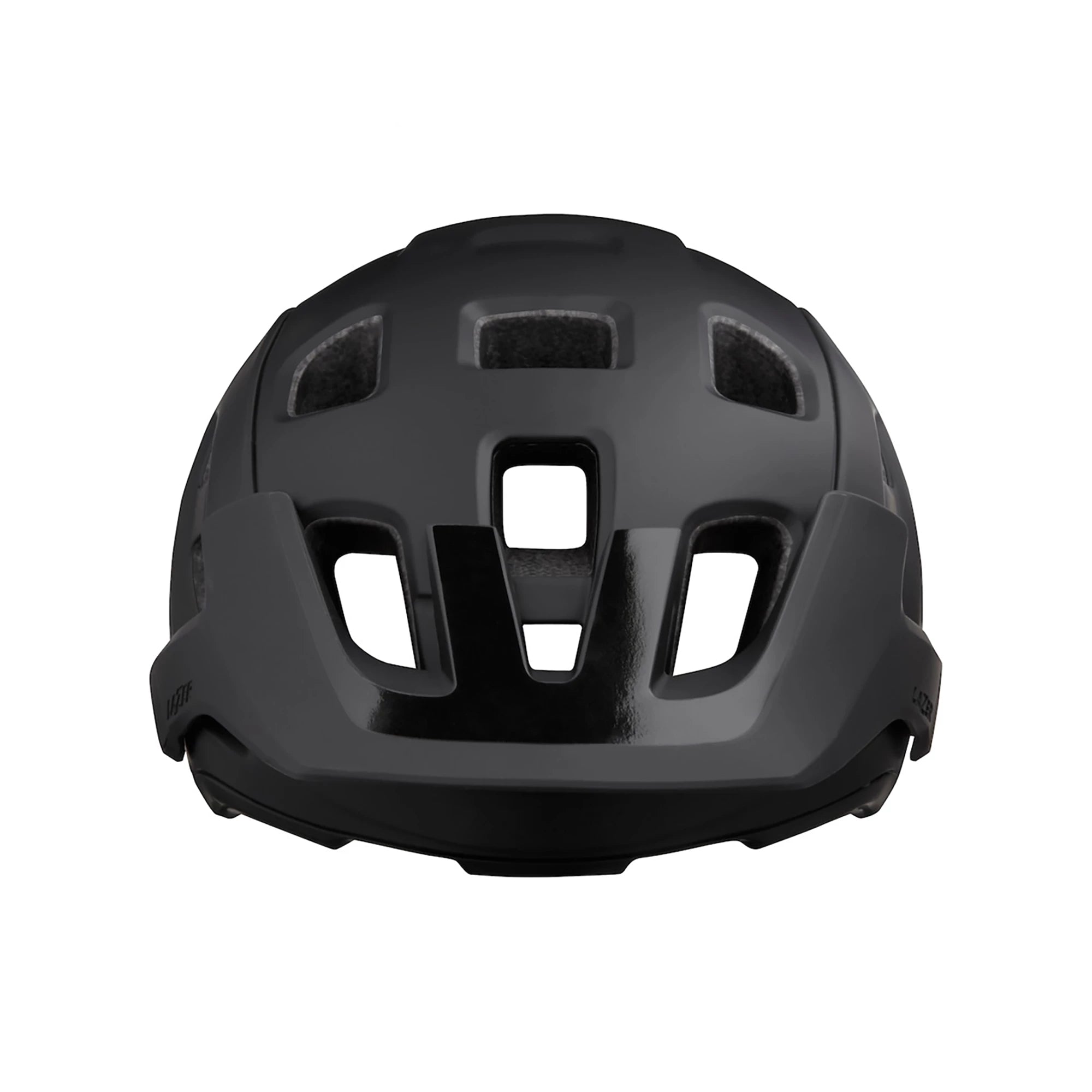Lazer Jackal KinetiCore MTB helmet in black, featuring aerodynamic design and adjustable straps for mountain biking safety.