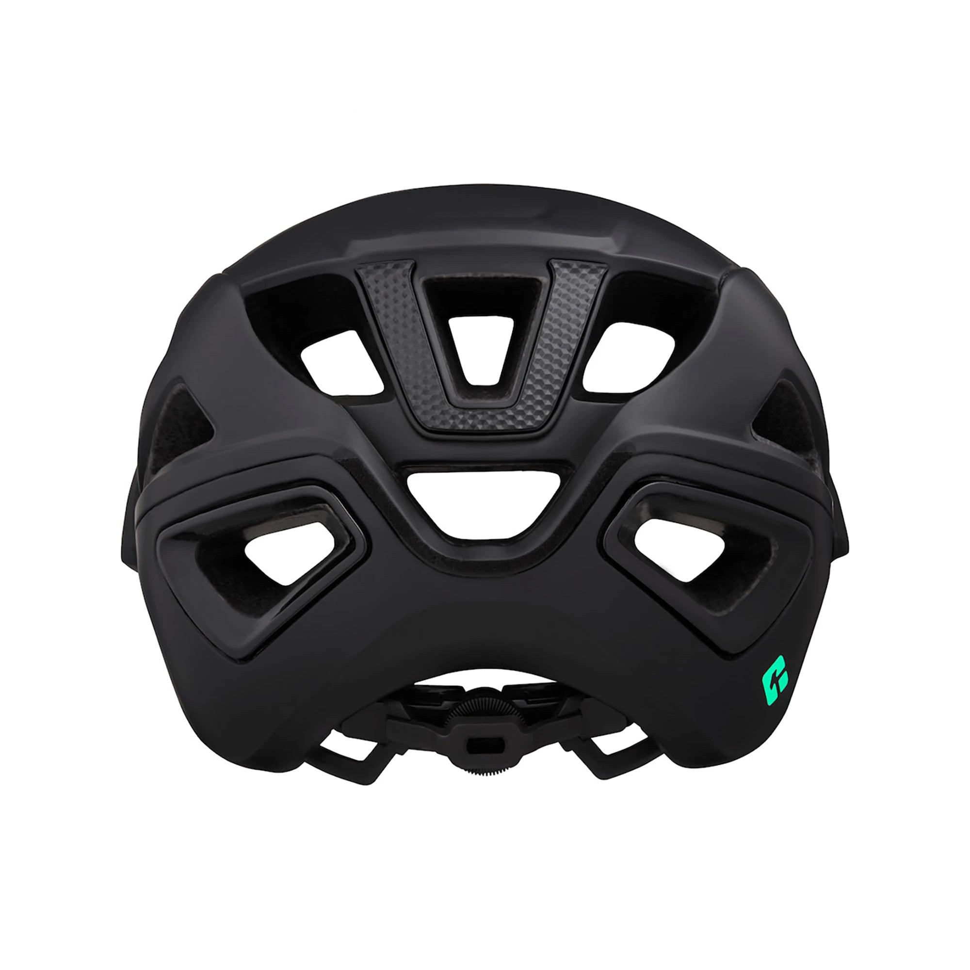 Black Lazer Jackal KinetiCore MTB helmet with adjustable straps and ventilation for mountain biking safety and comfort.
