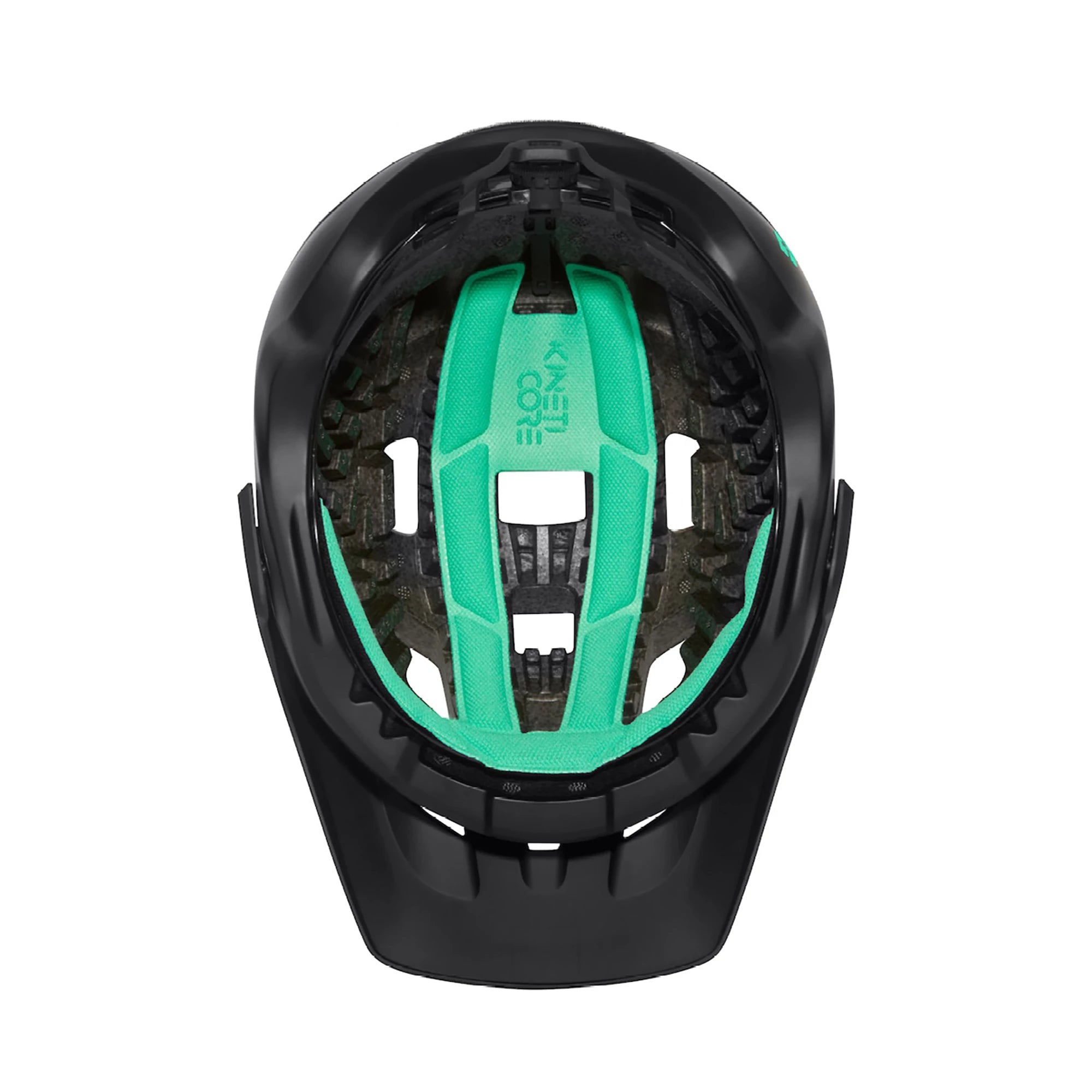 Black Lazer Jackal KinetiCore MTB helmet with adjustable straps and ventilation for mountain biking.