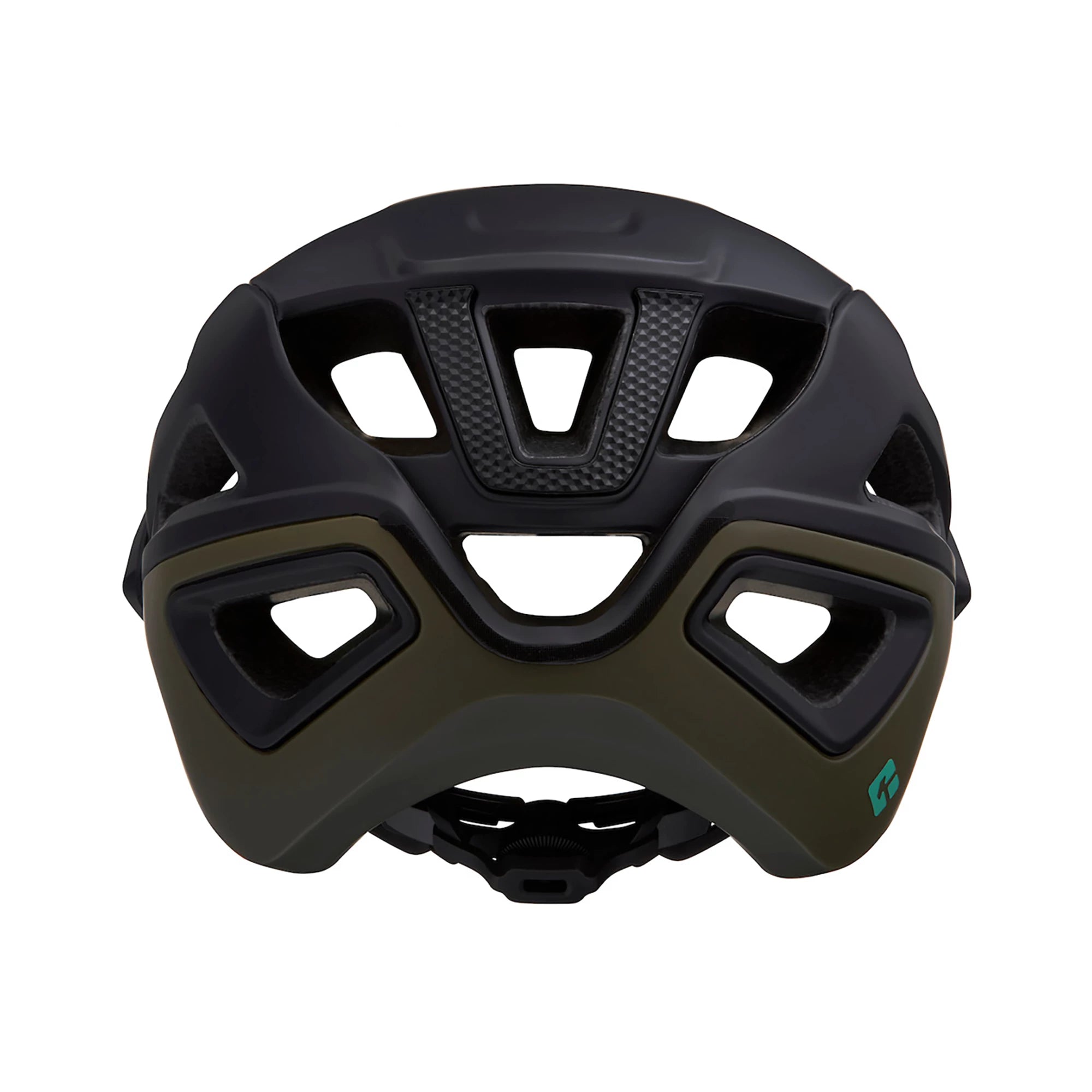 Lazer Jackal KinetiCore MTB helmet in matte blue-green with ventilation and adjustable straps, designed for mountain biking.