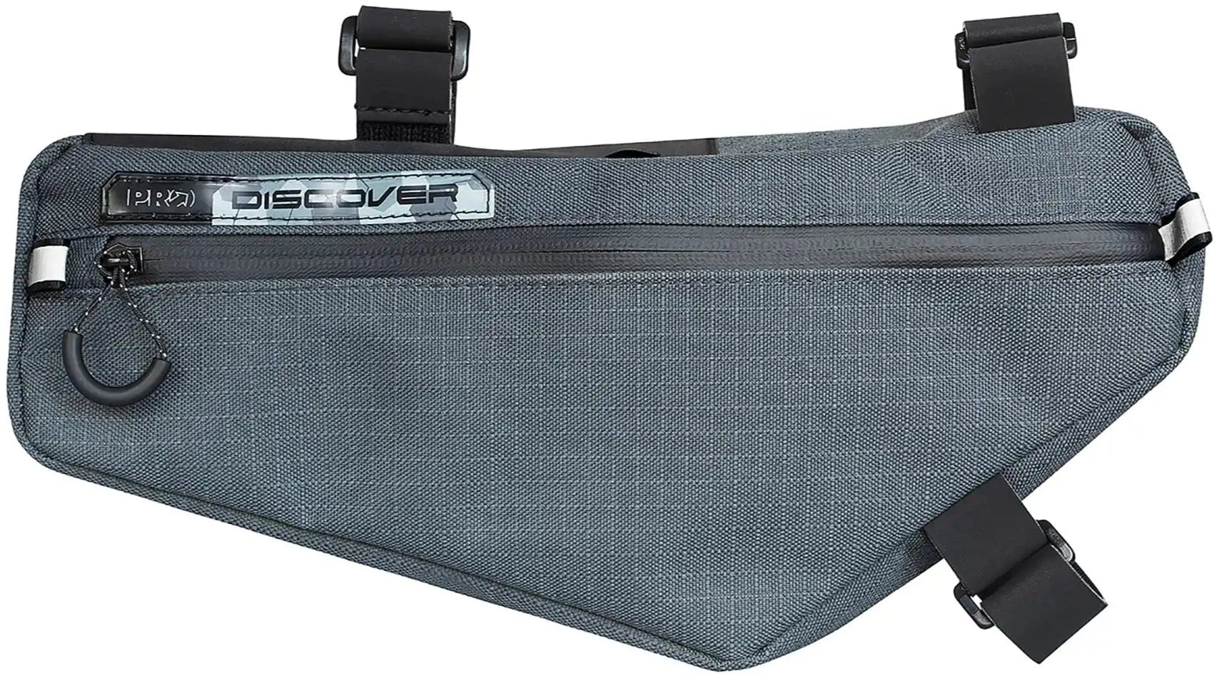 PRO Discover Gravel compact frame bag attached to a bicycle frame, designed for bike accessories and gear storage.