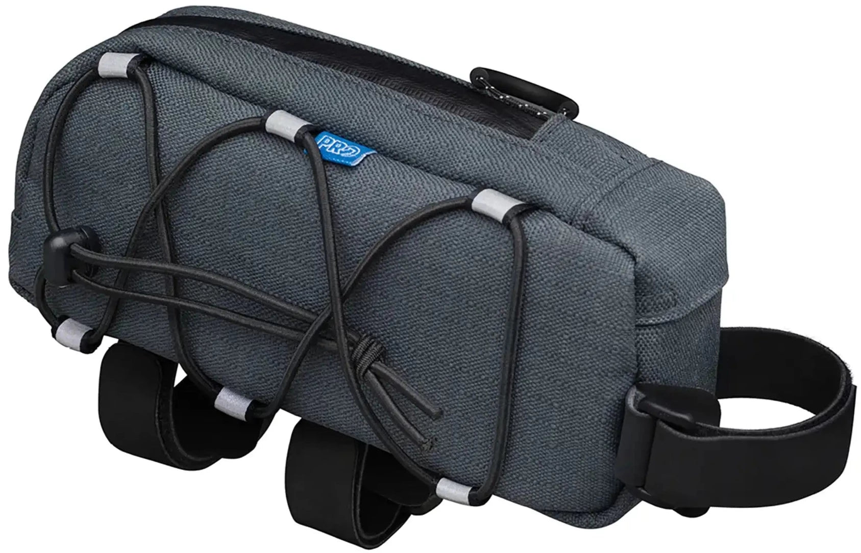 PRO Discover Gravel Top Tube Bag attached to a bike, designed for cycling accessories and gear storage.
