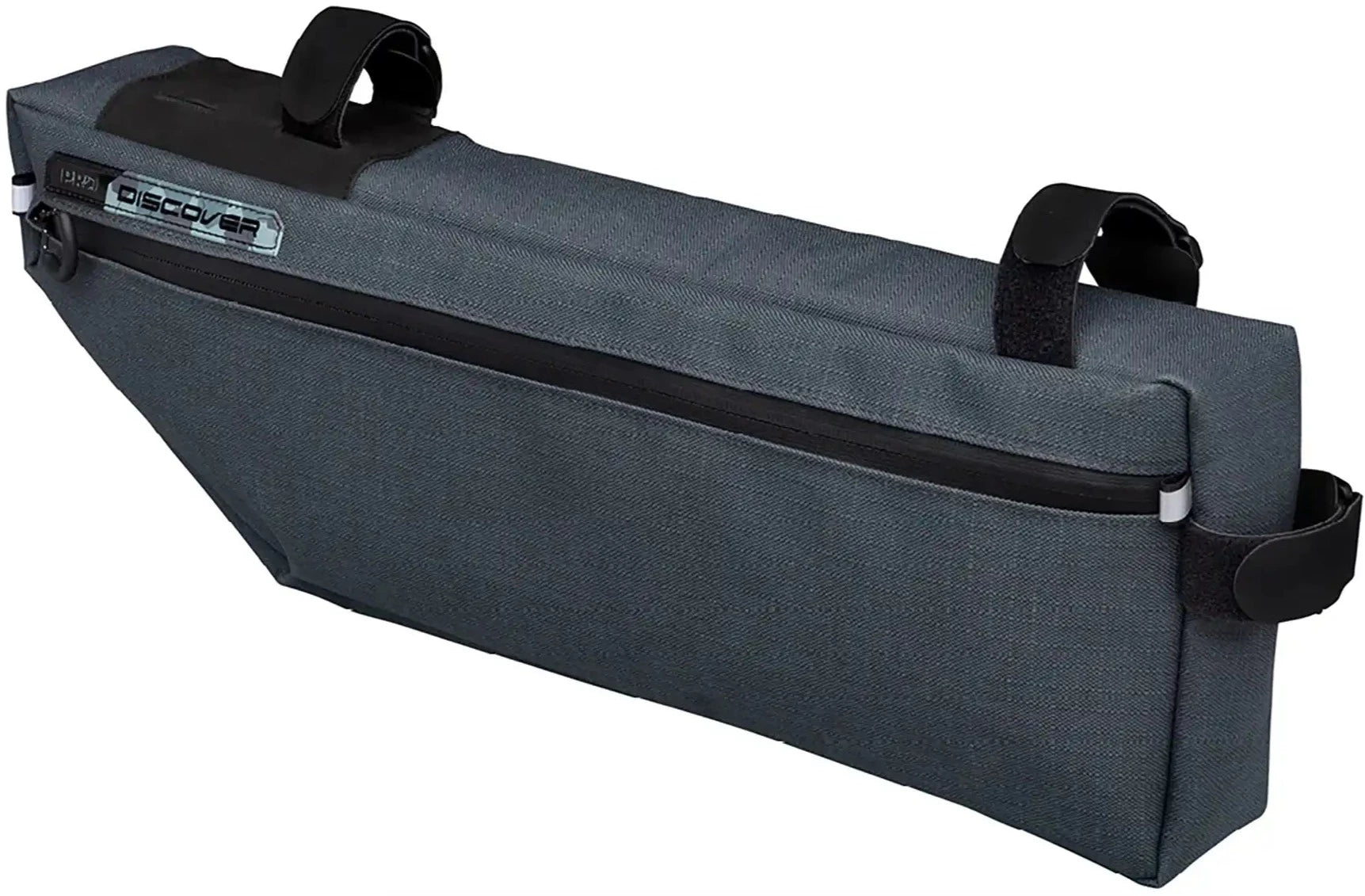 PRO Discover Gravel Frame Bag attached to a bicycle frame, compact accessory for bike storage, durable and easy to install.