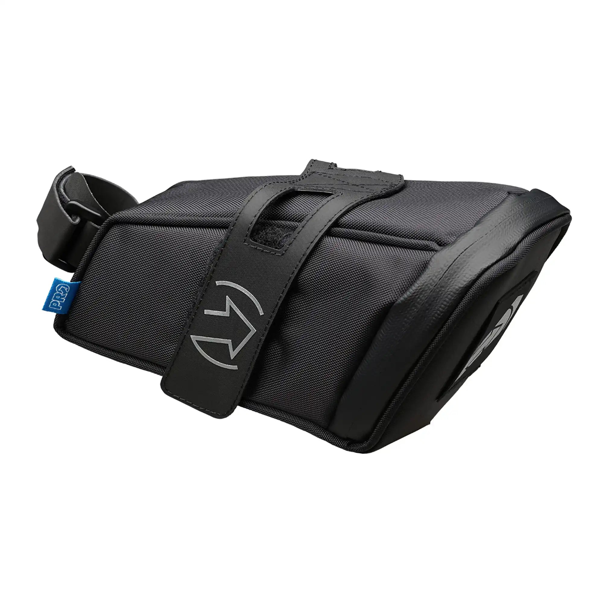 PRO Performance Saddle Bag mounted on a bicycle, durable accessories storage bag with secure straps for cycling adventures.