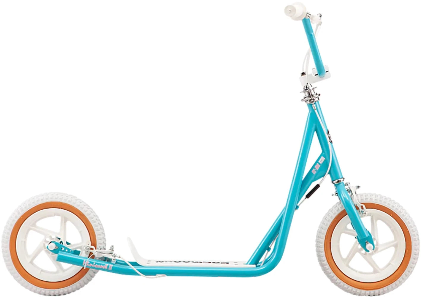 Mongoose Miniscoot II scooter with black deck, handlebars, and wheels, designed for kids' riding and outdoor fun.