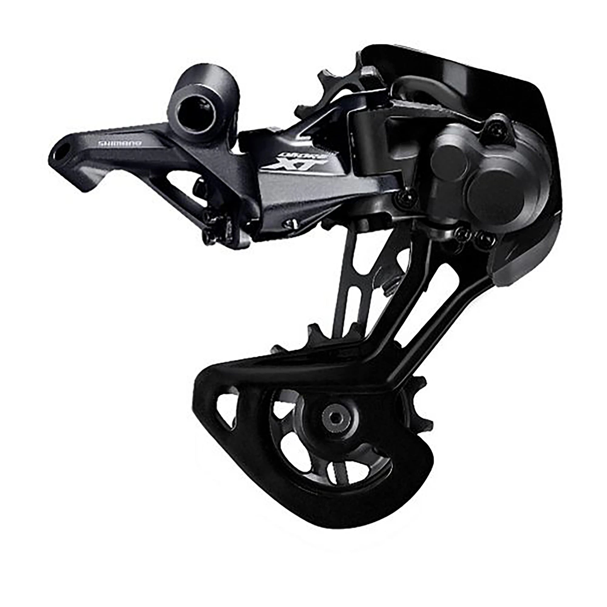 Shimano XT M8100 Shadow+ 12-speed rear derailleur for mountain bikes, featuring durable construction and precise shifting.