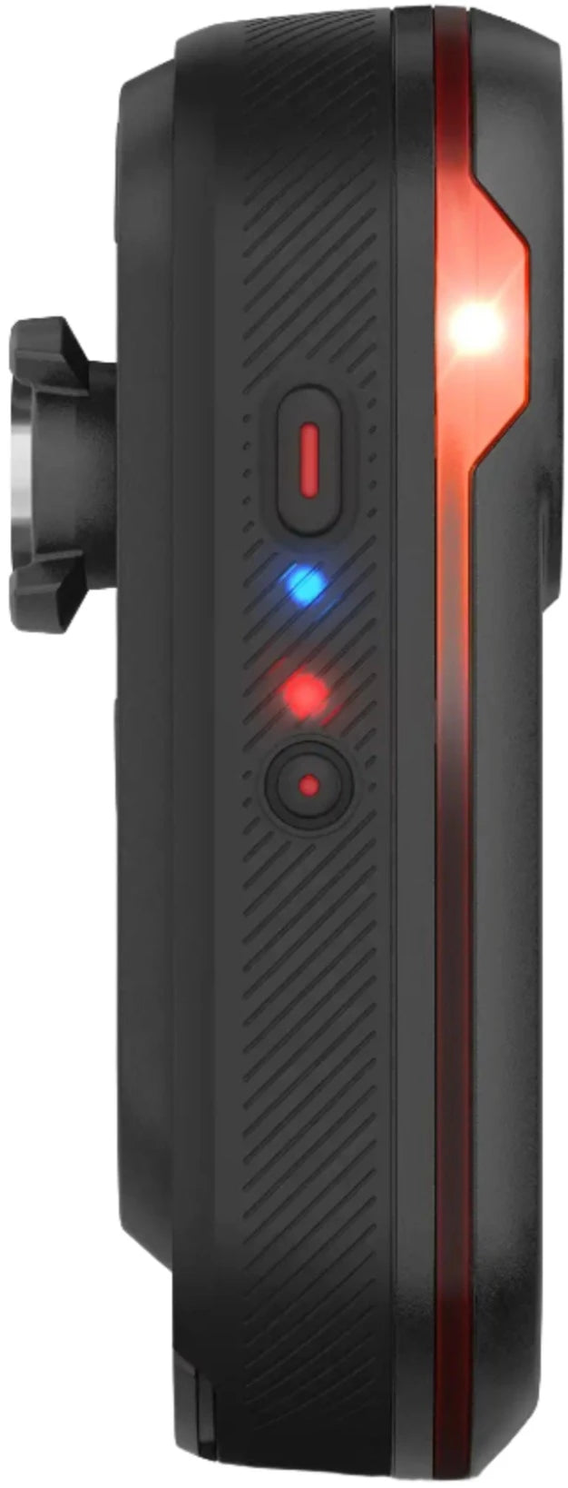 Garmin Varia RCT715 smart rear light with reflective accents, mounted on a bicycle for enhanced visibility during rides.