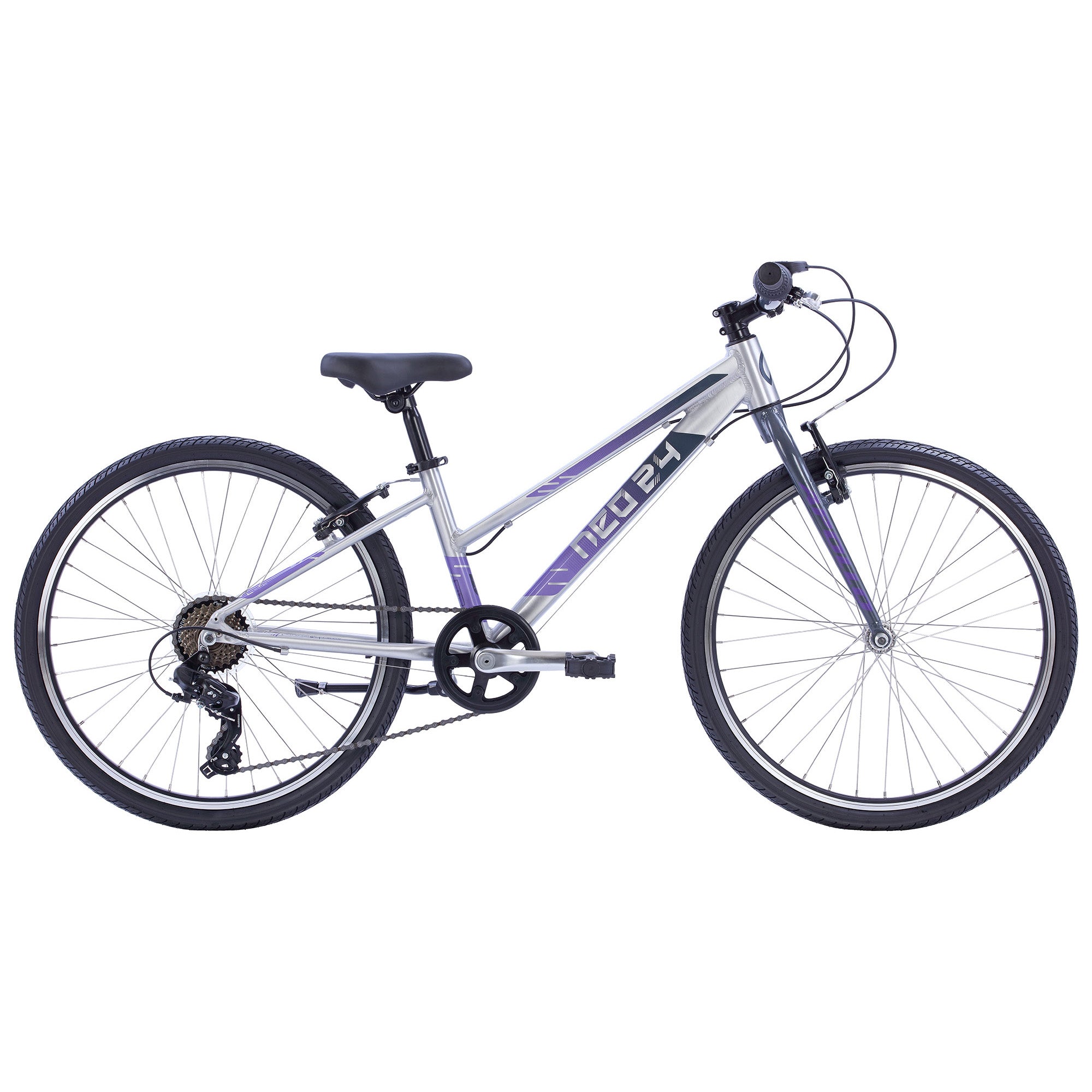 2022 Neo+ 24 7s Girls Brushed Alloy/Charcoa/Lavender Fade | ABC Bikes
