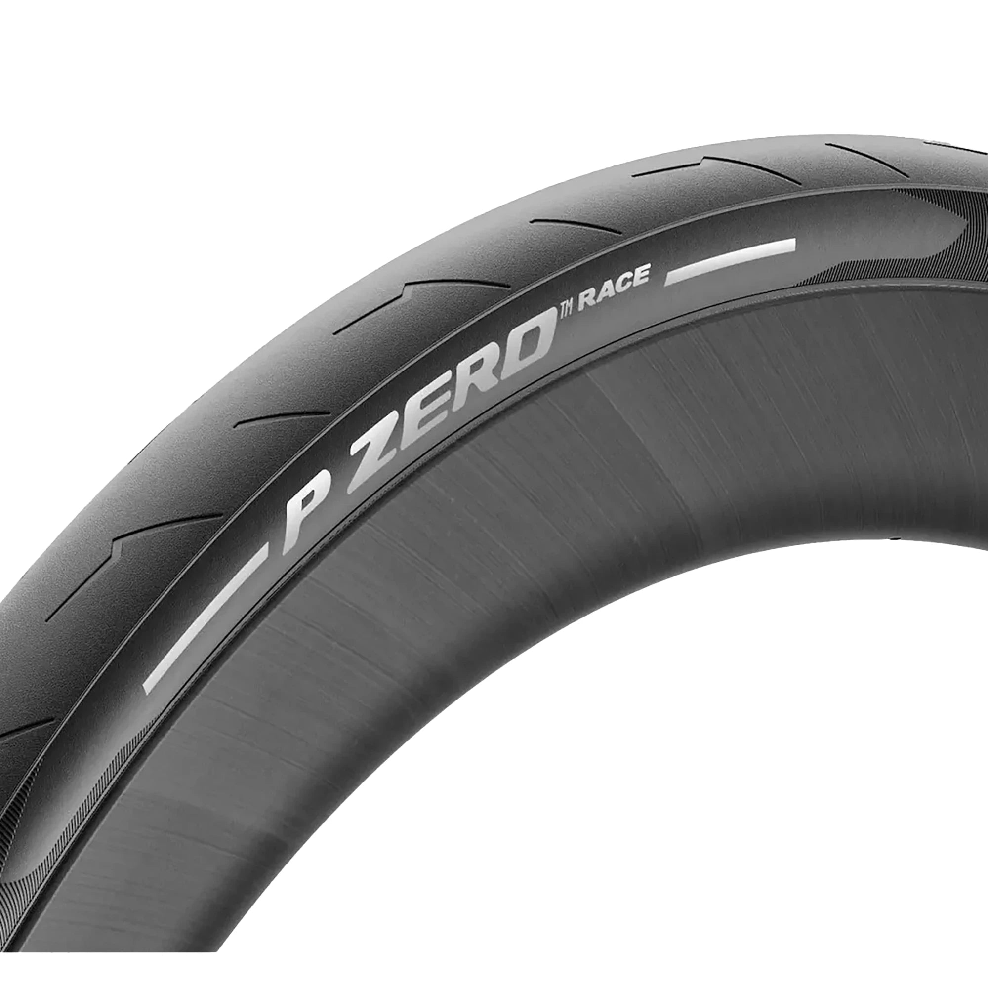 Pirelli P Zero Race clincher folding road tyre with rubber tread and sidewall, designed for high-performance cycling.