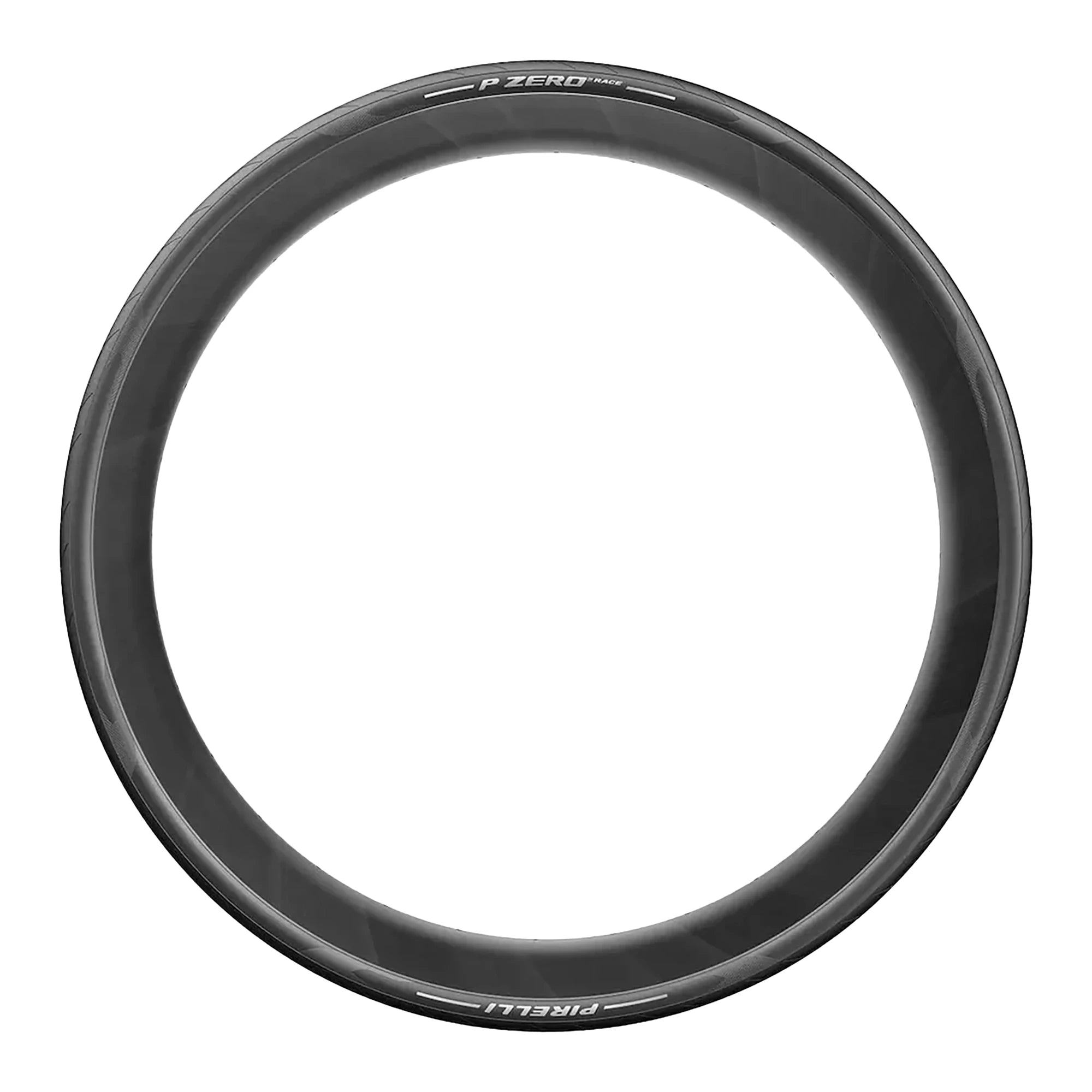 Close-up of Pirelli P Zero Race Clincher folding road bicycle tire showing its rubber tread and sidewall design.