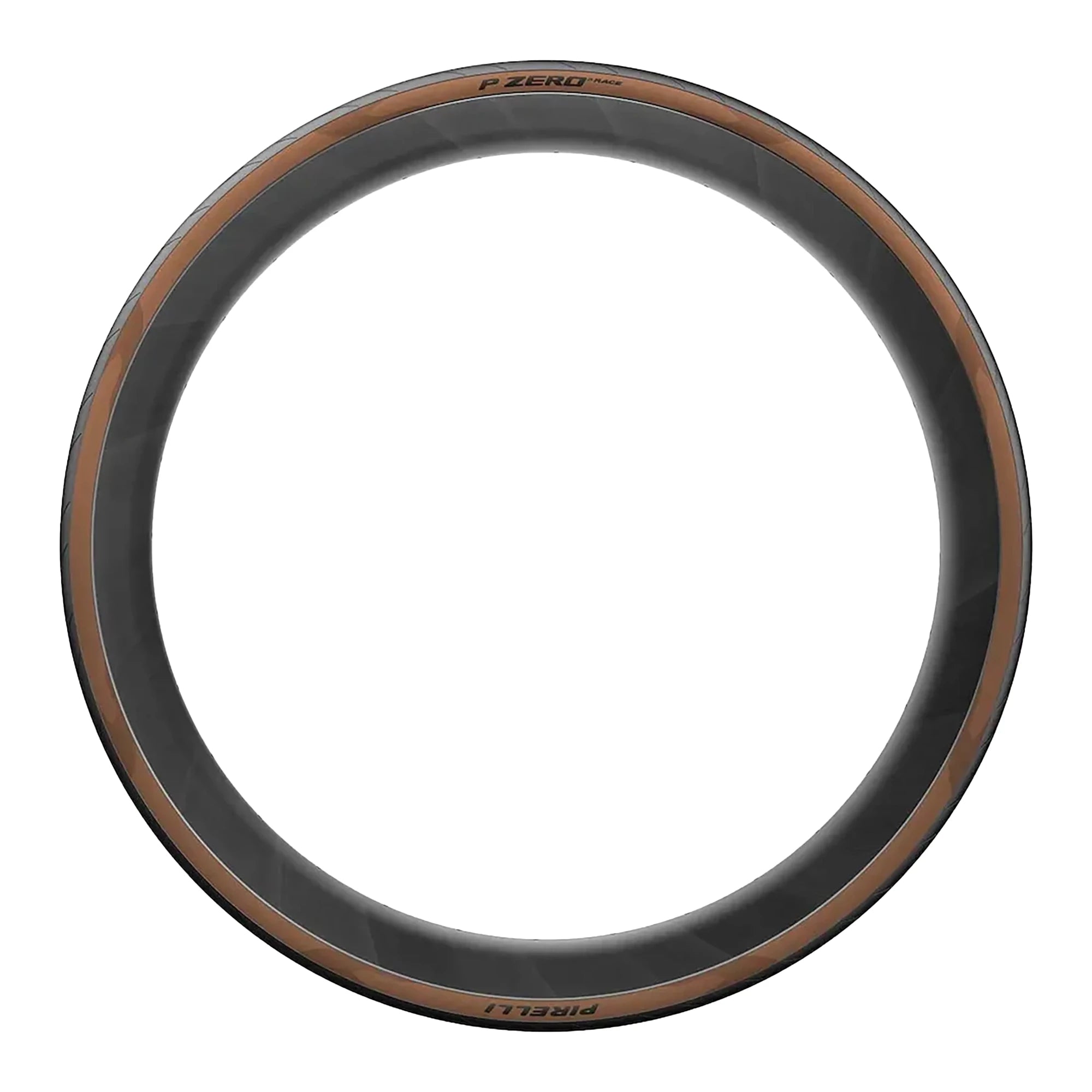 Pirelli P Zero Race clincher folding road tire showing the black rubber tread and sidewall with branding details.