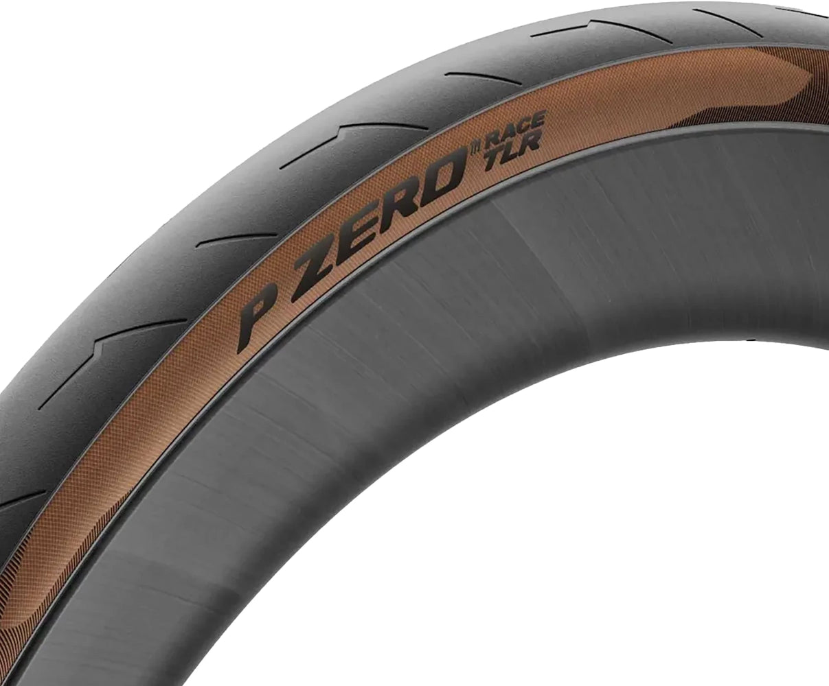 Pirelli P Zero Race TLR tubeless folding road tire, rubber construction, with tread pattern designed for high-performance cycling.