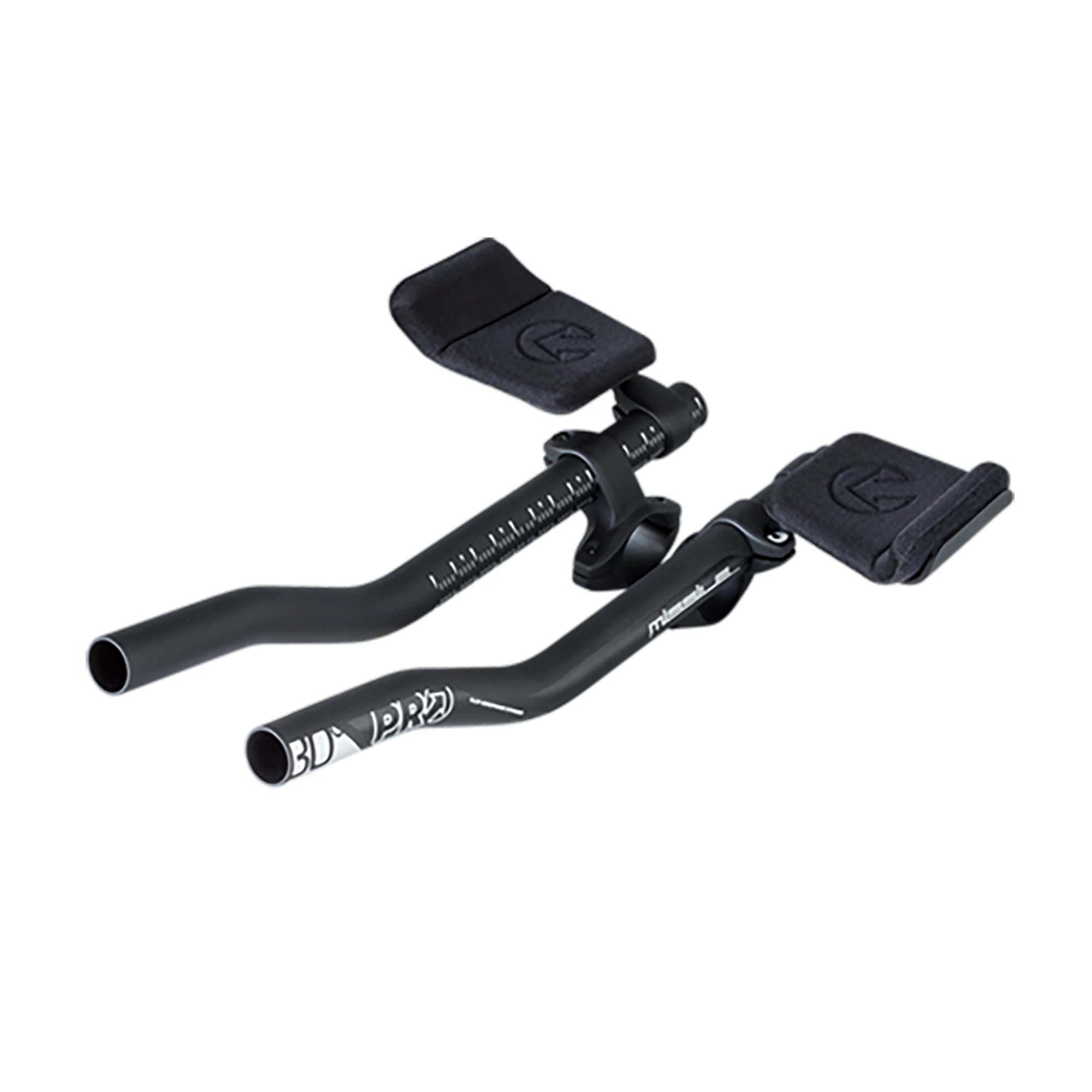 PRO Missile S-Bend Clip-On Aero Bars attached to a bicycle handlebar, designed for aerodynamic performance and lightweight cycling.