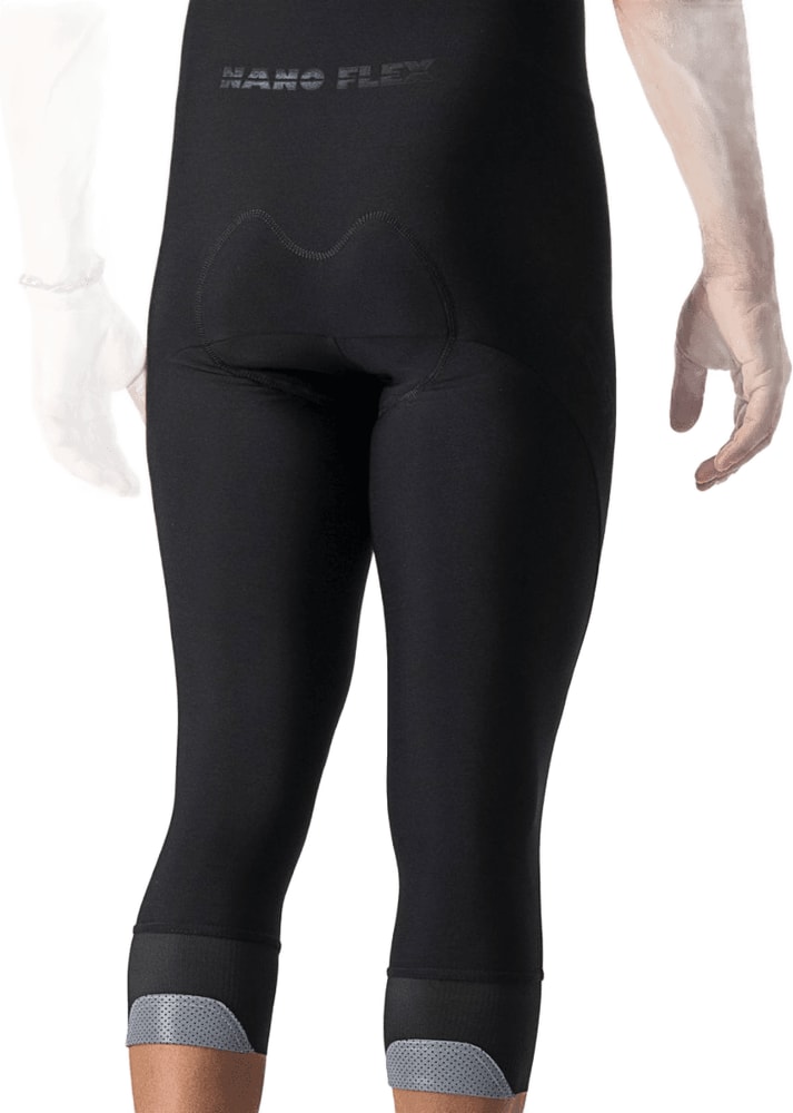 Castelli Tutto Nano men's bib knicks showing black cycling tights with padded chamois and reflective details for cycling comfort.