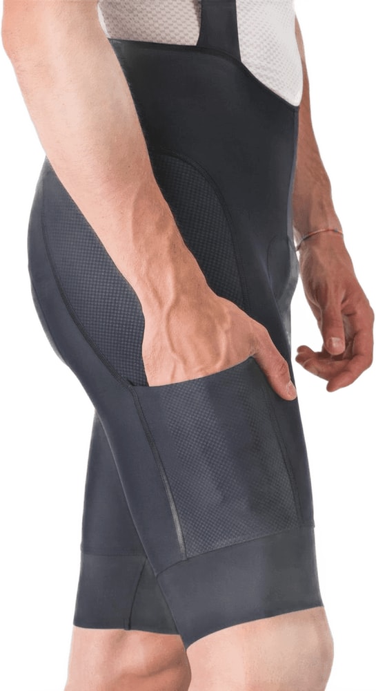 Castelli Unlimited 2 Cargo men's bib knicks showing black cycling shorts with cargo pockets and adjustable straps.