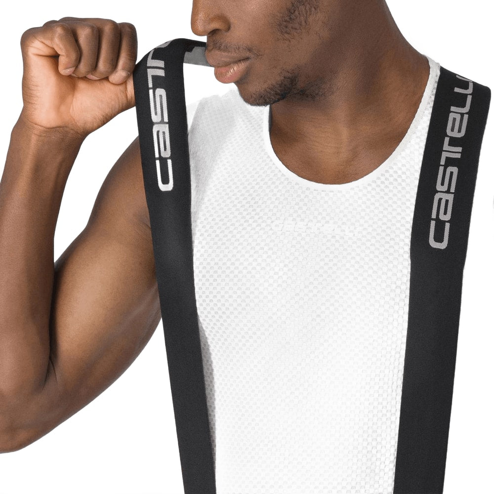 Castelli Premio Evo men's bib knicks in black, featuring sleek cycling design and moisture-wicking fabric for comfort.