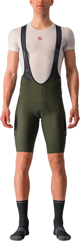 Castelli Unlimited Cargo men's bib knicks featuring multiple pockets, designed for cycling comfort and durability.