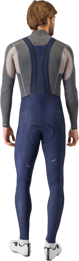 Castelli Espresso men's bib tights in black, featuring snug fit and reflective details for cycling comfort and visibility.