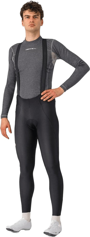 Castelli Espresso men's bib tights, form-fitting cycling clothing with padded chamois, designed for comfort and performance.