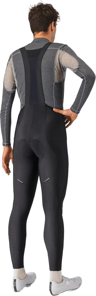 Castelli Espresso men's bib tights, black cycling clothing with adjustable straps and padded seat for cycling comfort.