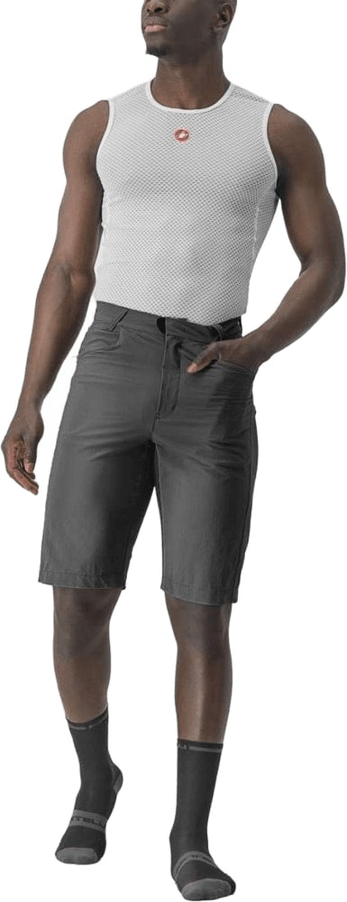 Castelli Unlimited Baggy men's MTB shorts with breathable fabric and adjustable waistband, designed for mountain biking.