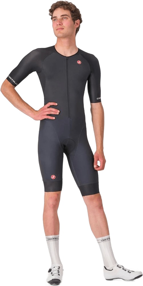 Castelli Core Tri SS men's cycling suit with short sleeves, lightweight fabric, and race fit, designed for triathlon training.