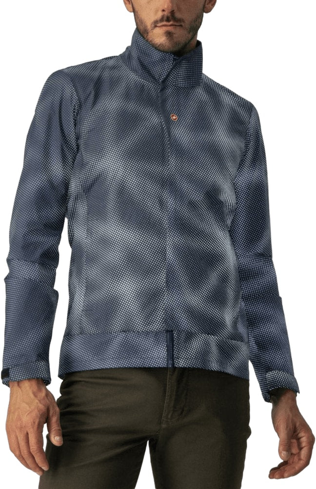 Castelli Commuter Reflex men's jacket in black, featuring reflective elements and lightweight fabric for cycling and commuting.