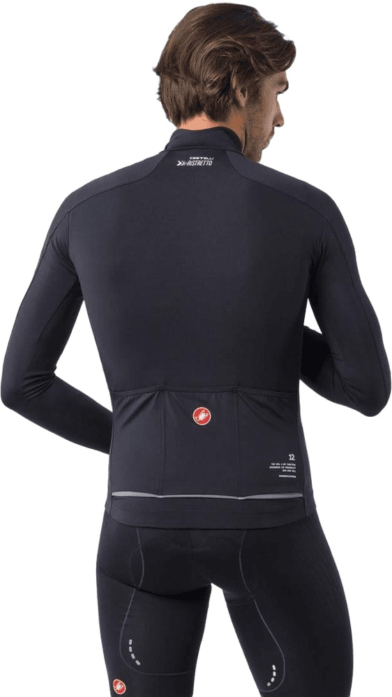 Castelli Do.Di.Ci. men's jacket in black with front zipper and logo, lightweight cycling or outdoor clothing.
