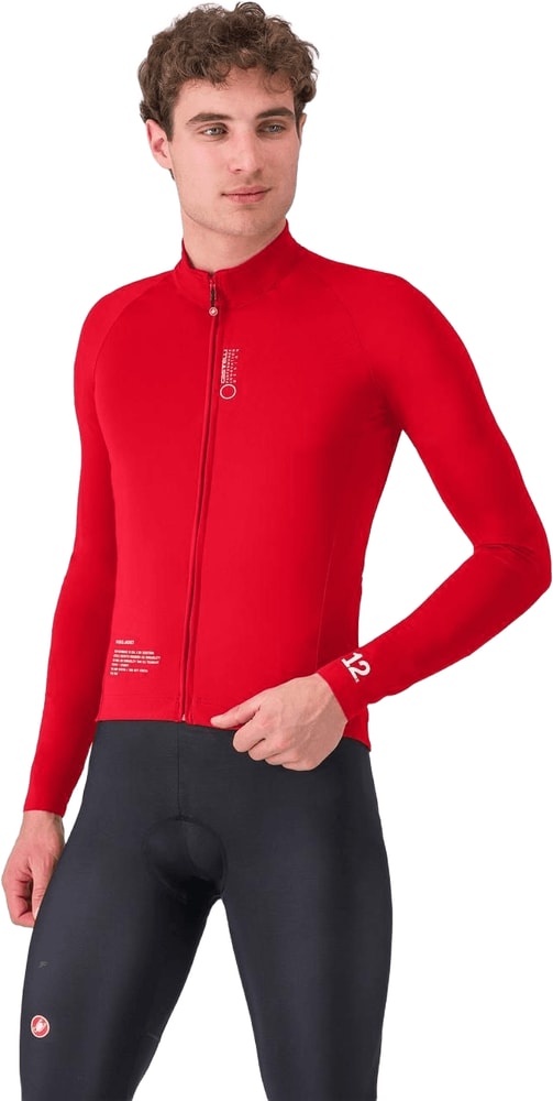 Castelli Do.Di.Ci. men's jacket displayed hanging, featuring a lightweight cycling jacket with a full front zipper and brand logo.