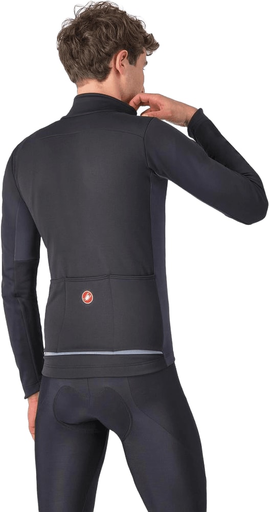 Castelli Entrata 2 men's jacket in black, lightweight cycling clothing with front zipper and collar, suitable for outdoor sports.