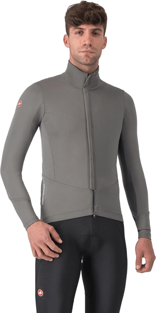 Castelli Perfetto Air men's jacket displayed with lightweight, breathable fabric and sleek design for cycling or outdoor activities.