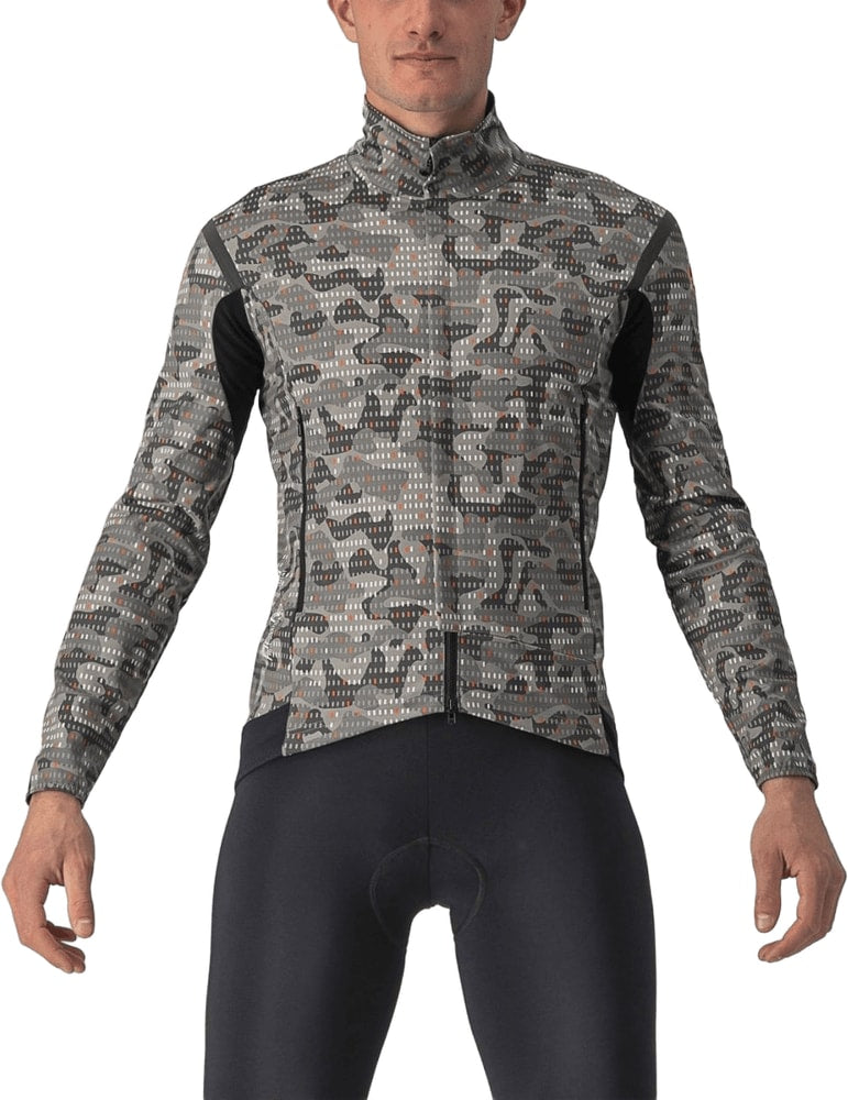 Castelli Unlimited Perfetto RoS 2 men's cycling jacket in black, featuring a fitted design and full front zipper.