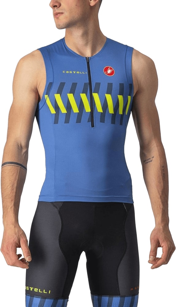 Castelli Free Tri 2 SL men's triathlon top, lightweight and aerodynamic clothing for cycling and running.