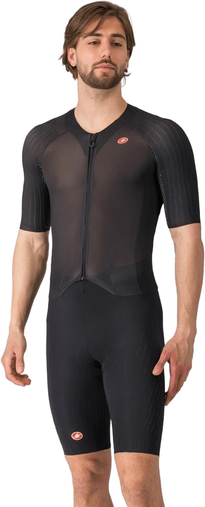 Castelli Sanremo S men's speed suit, form-fitting cycling clothing with sleek design and aerodynamic features.