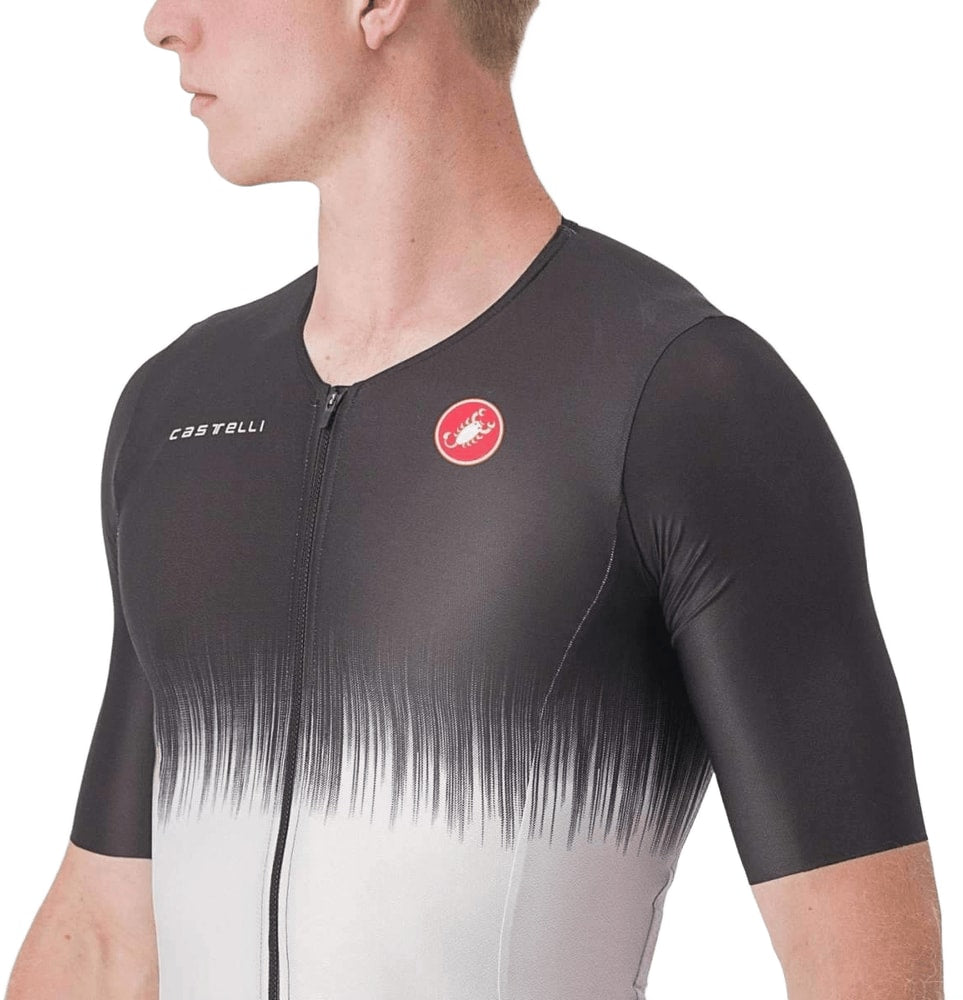 Castelli Sanremo Ultra men's speed suit, form-fitting cycling clothing with aerodynamic design and sleek fabric.