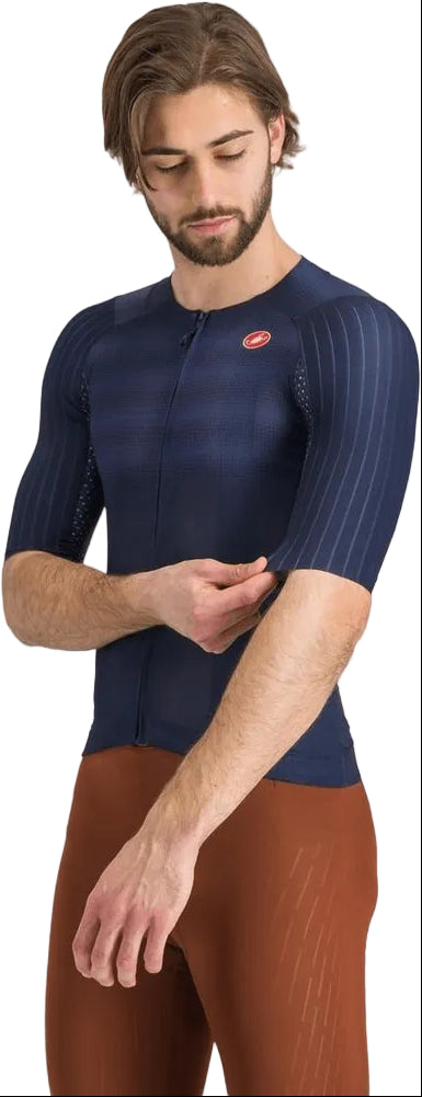 Castelli Aero Race 8S SS men's cycling jersey in lightweight, breathable fabric with aerodynamic design and short sleeves.