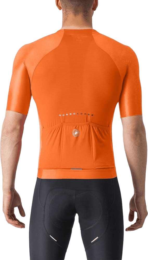 Castelli Aero Race 7.0 SS men's cycling jersey shown, lightweight breathable fabric, fitted design, and short sleeves.