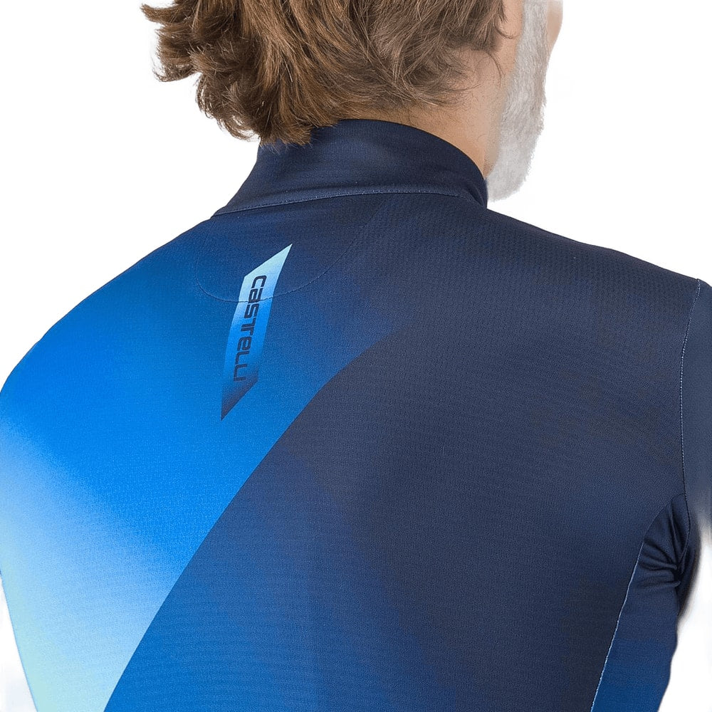 Men's Castelli Amplify Thermal LS Jersey in black, featuring long sleeves and thermal fabric for cold weather cycling.
