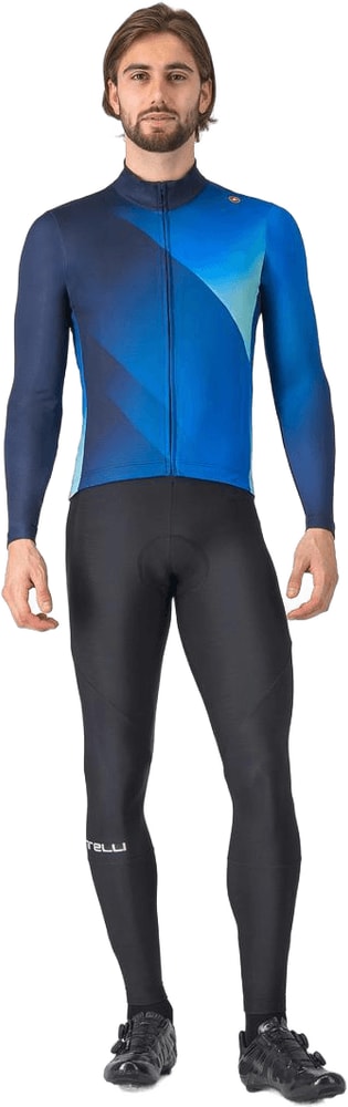 Castelli Amplify Thermal long-sleeve men's jersey, lightweight cycling clothing with thermal fabric and fitted design.