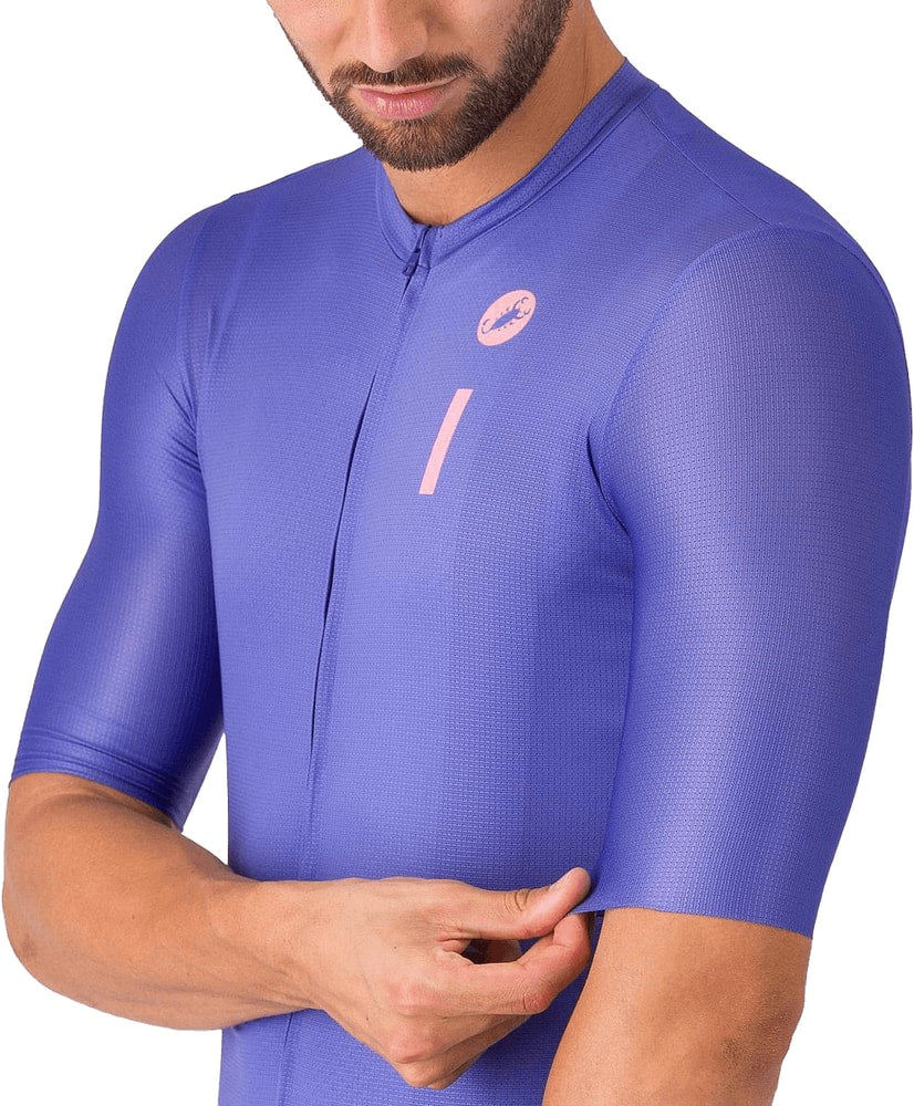 Castelli Drittone Logo men's short-sleeve cycling jersey with breathable fabric and front logo design.