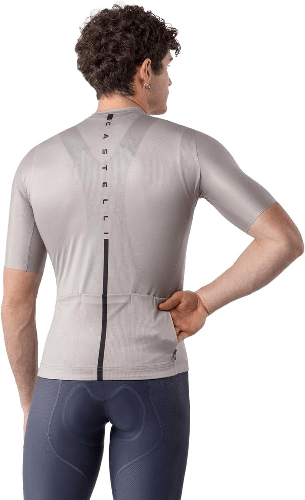 Castelli Drittone Logo SS men's cycling jersey in lightweight fabric with short sleeves and prominent logo on front.