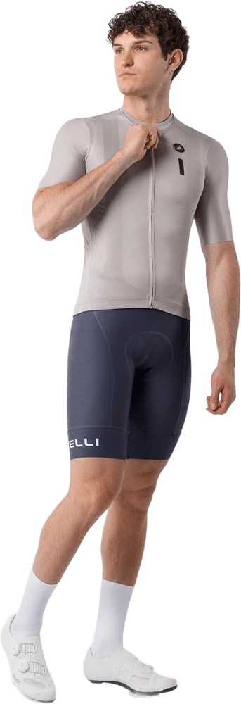 Castelli Drittone Logo short-sleeve men's cycling jersey with logo design and breathable fabric, front view showing fit and style.