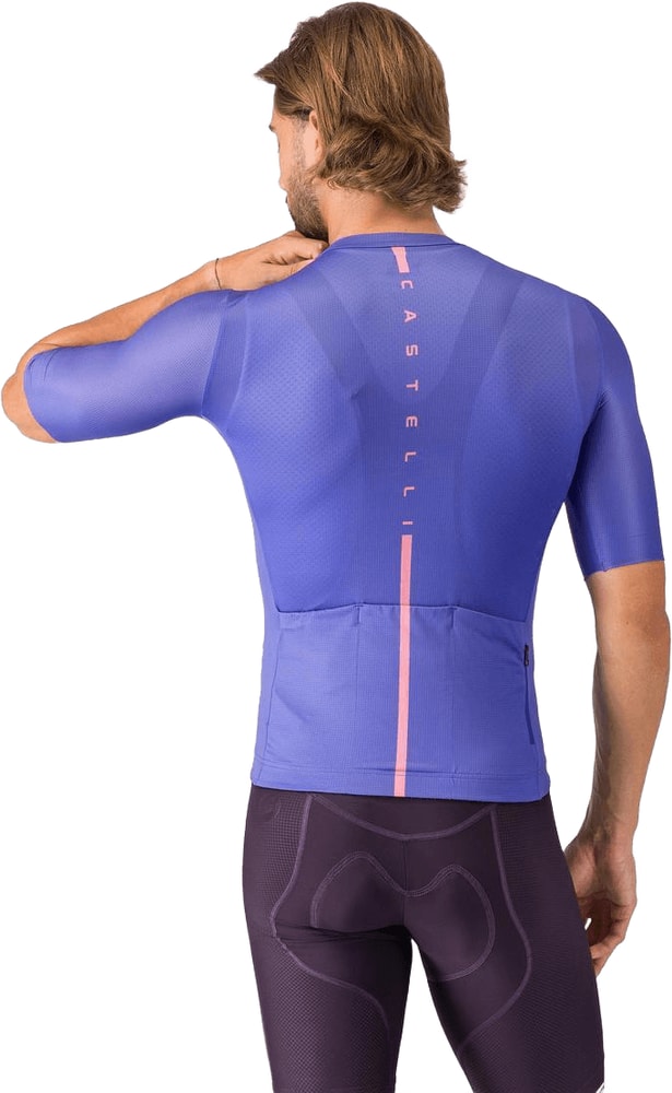 Castelli Drittone Logo short-sleeve men's cycling jersey with logo print, lightweight breathable fabric, and snug fit.