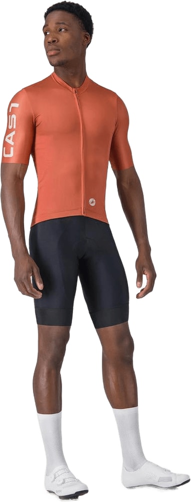 Castelli Entrata Apex SS men's cycling jersey in white with short sleeves and front zipper, lightweight and breathable clothing.