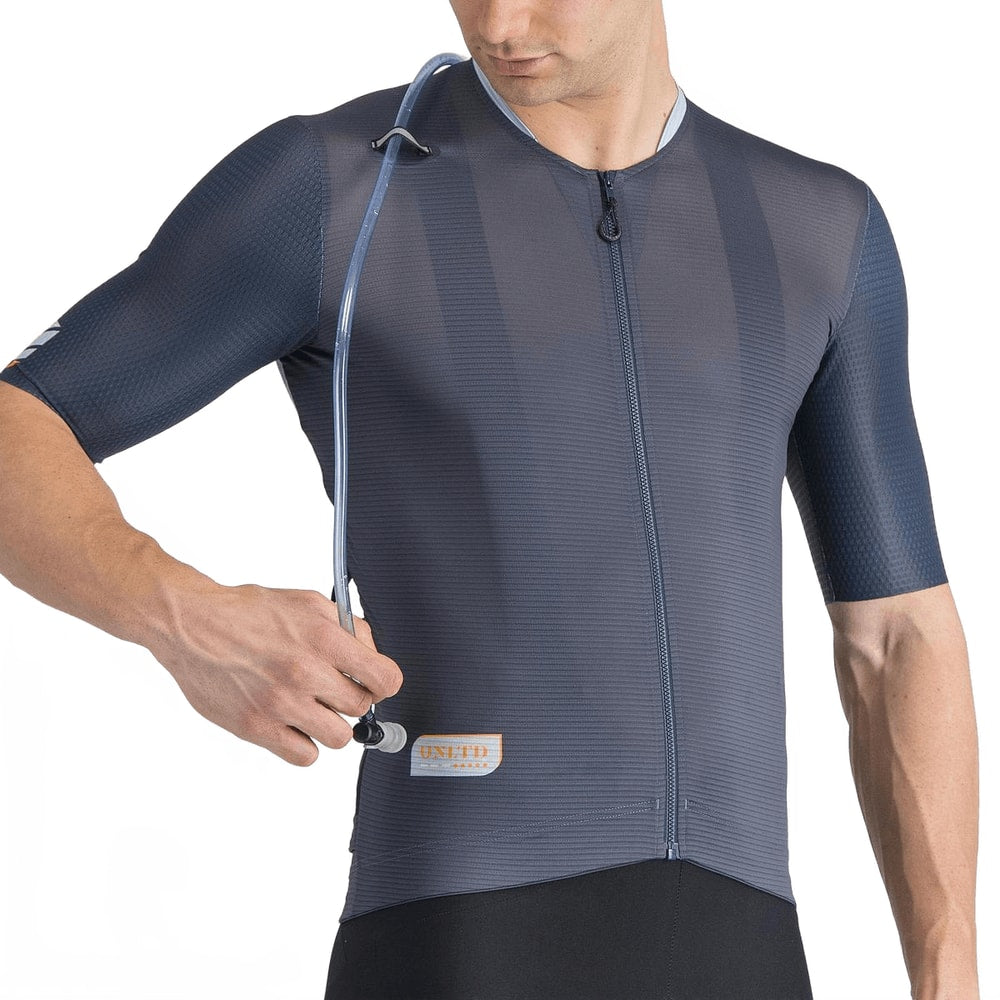 Castelli Unlimited Pro SS men's cycling jersey in white with black accents, lightweight and breathable fabric.
