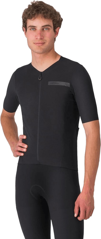 Castelli Premio Evo SS men's cycling jersey in white with red accents, featuring short sleeves and a full front zipper.