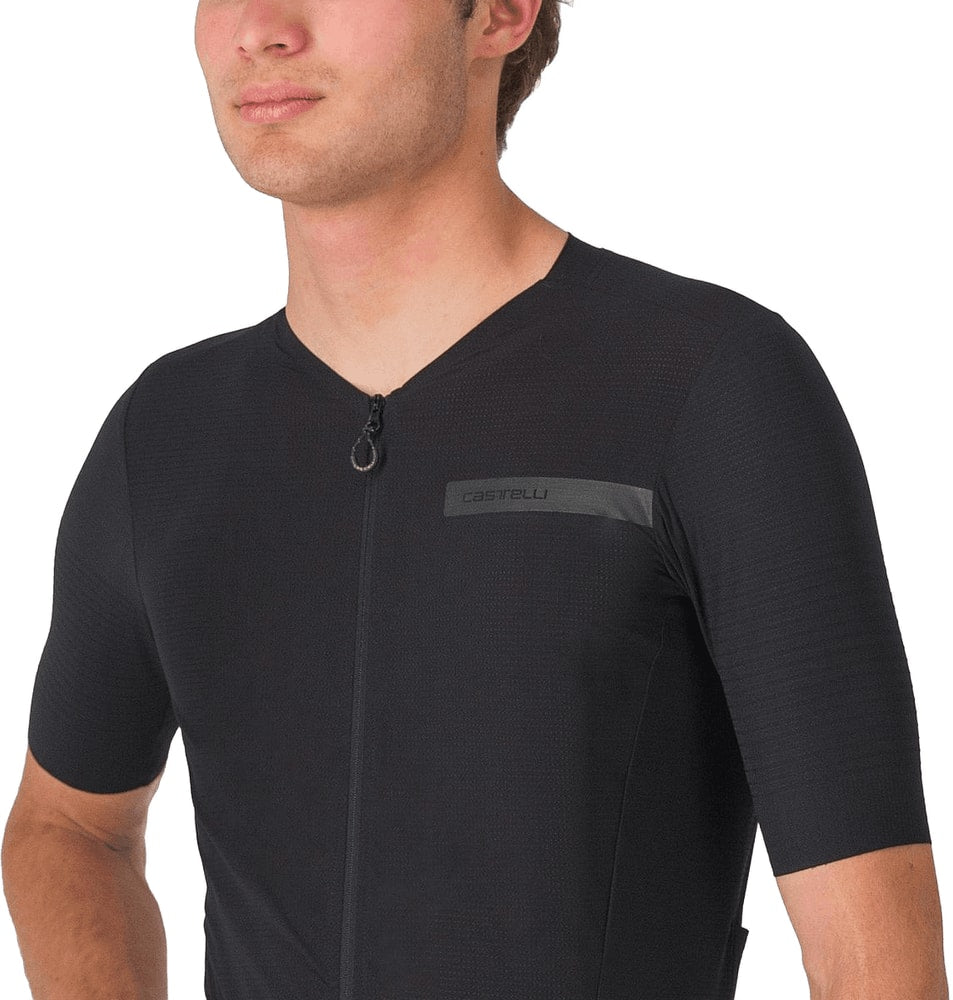 Castelli Premio Evo SS men's cycling jersey in lightweight fabric with short sleeves and front zipper.