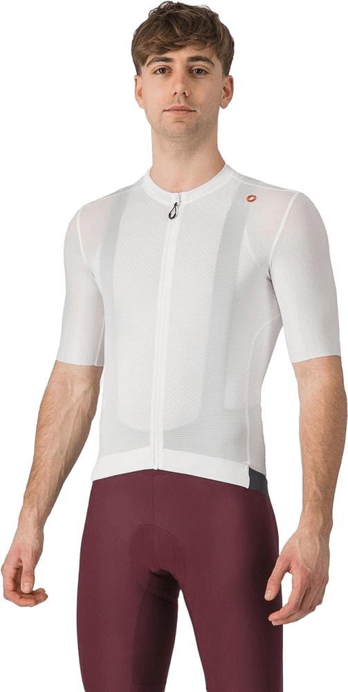 Castelli Espresso SS men's cycling jersey in black with red accents, short sleeves, and breathable fabric.