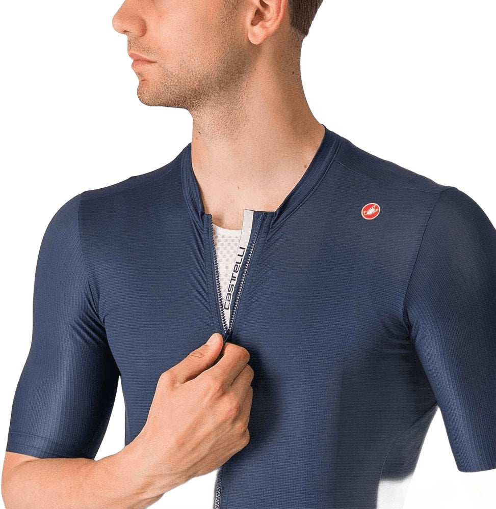 Castelli Espresso SS men's cycling jersey in lightweight fabric with short sleeves and front zipper.